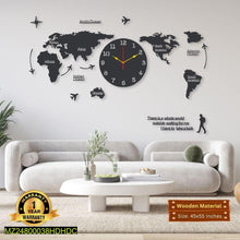 World Map Clock - 45x55 Inch 3D MDF Wall Decoration